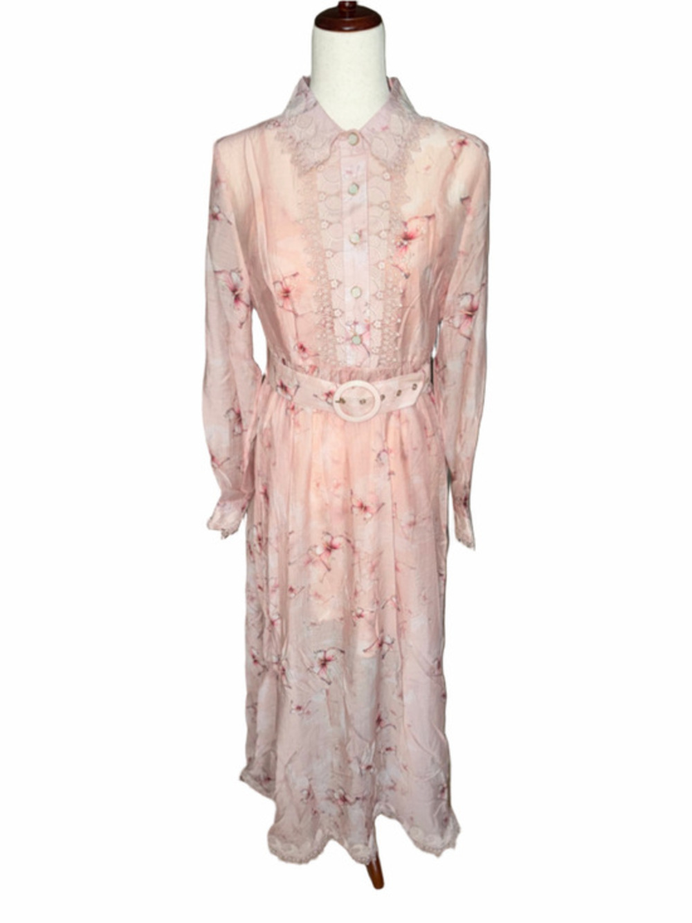 Women's Dream Catcher Floral Maxi Dress Size 40/ US8 Pink Beige